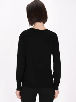 Usha Damen Strickjacke in schwarz - Ausschnitt: Rundhals
