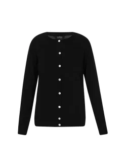 Usha Damen Strickjacke in schwarz - Ausschnitt: Rundhals