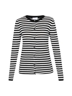 Usha Damen Strickjacke in schwarz - Ausschnitt: Rundhals