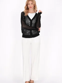 Usha Damen Strickjacke in schwarz