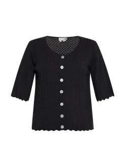Usha Damen Strickjacke in schwarz - Ausschnitt: U-Boot