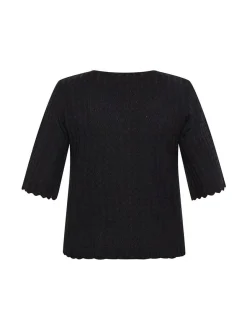 Usha Damen Strickjacke in schwarz - Ausschnitt: U-Boot