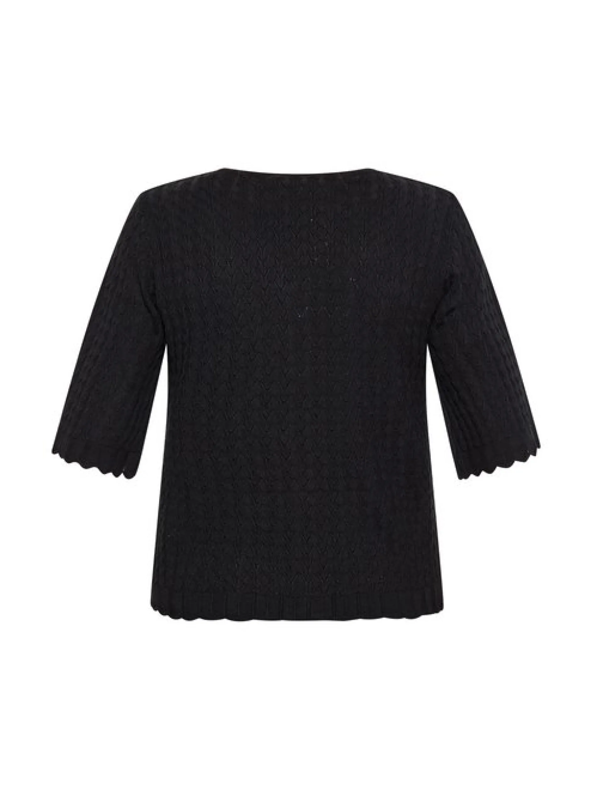 Usha Damen Strickjacke in schwarz - Ausschnitt: U-Boot