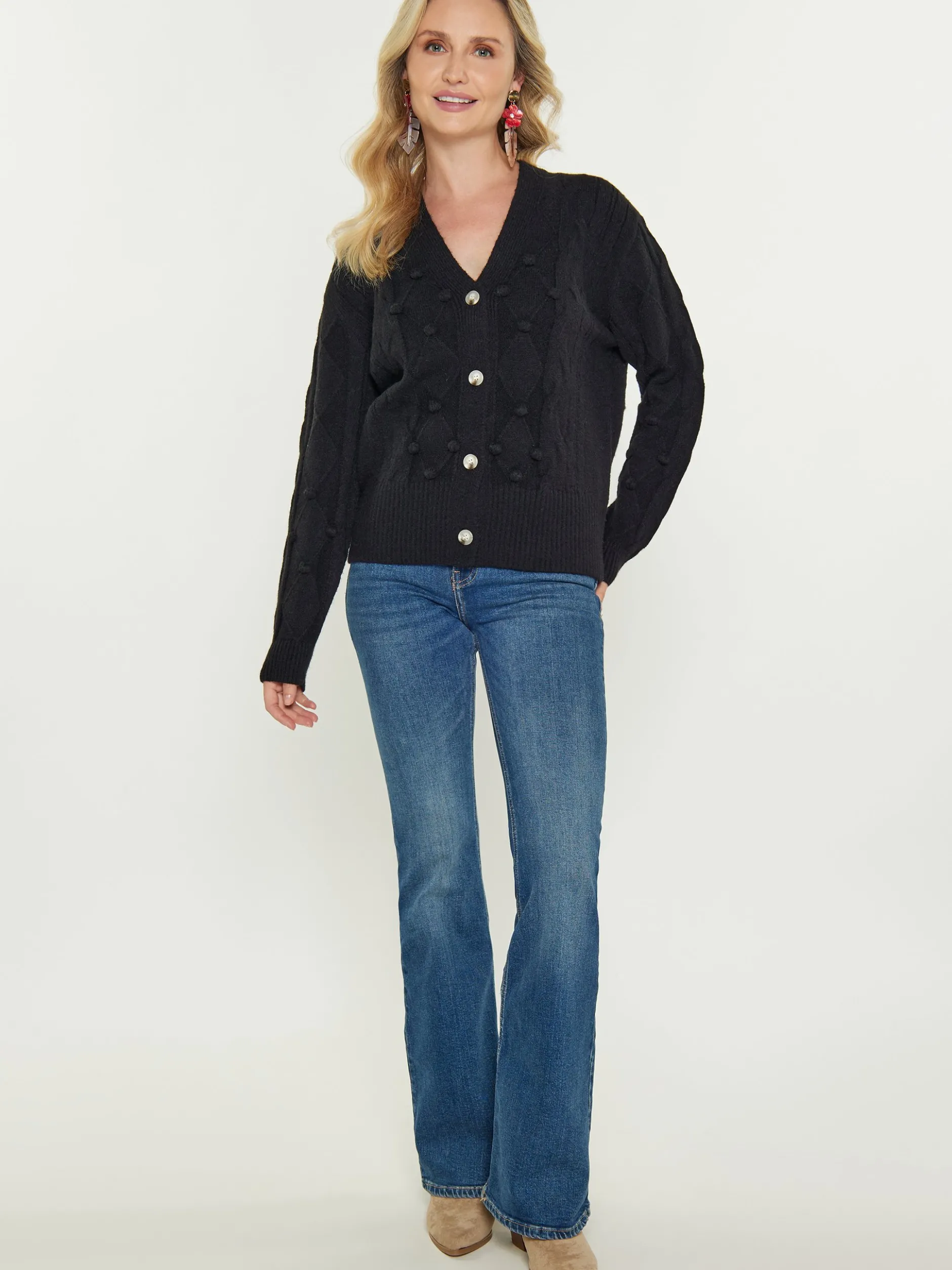 Usha Damen Strickjacke in schwarz
