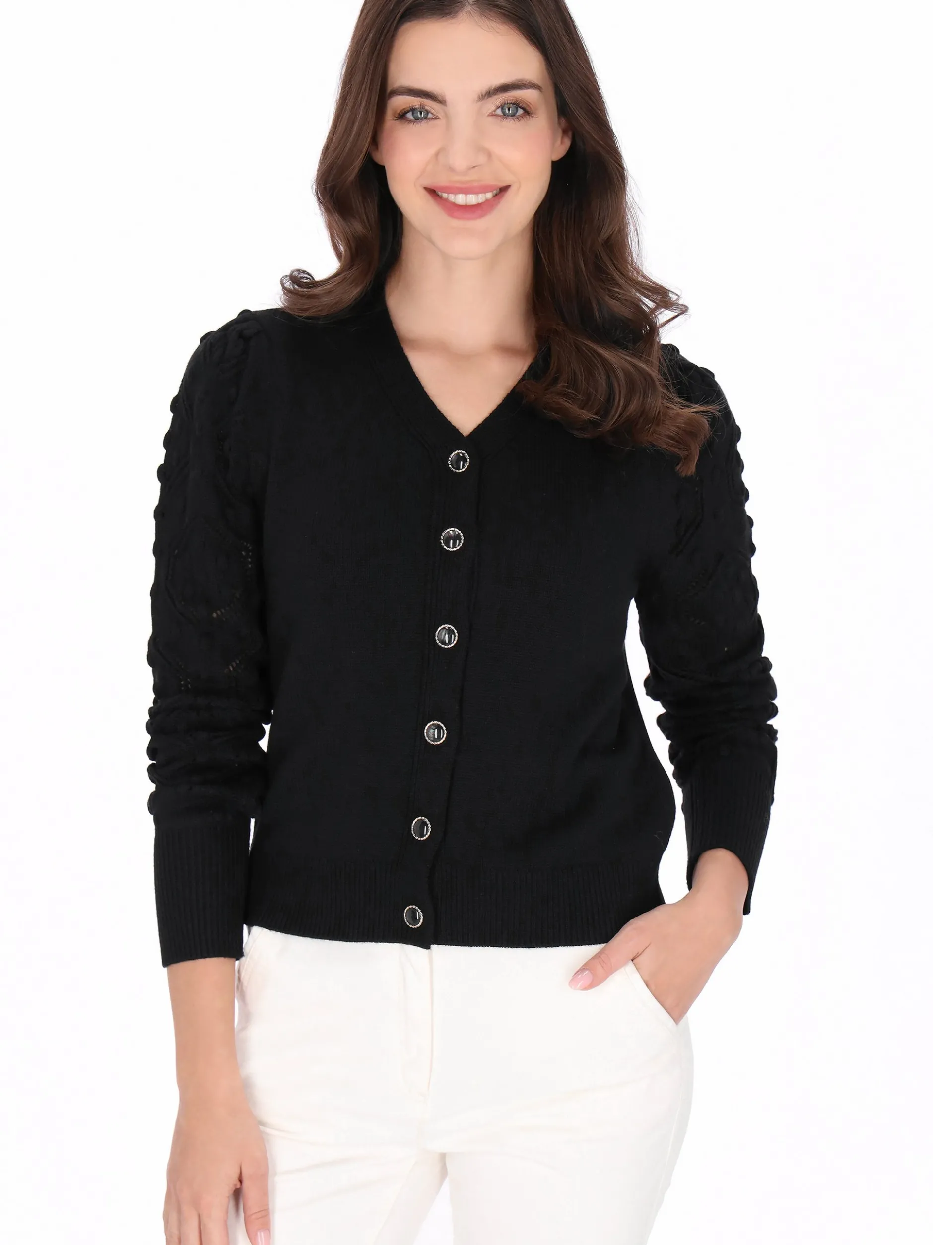 Usha Damen Strickjacke in schwarz