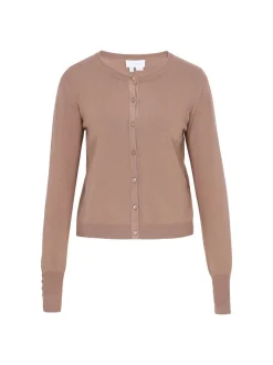 Usha Damen Strickjacke in taupe - Ausschnitt: Rundhals