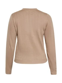 Usha Damen Strickjacke in taupe - Ausschnitt: Rundhals