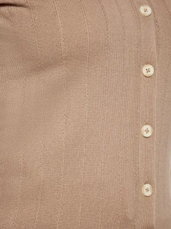 Usha Damen Strickjacke in taupe - Ausschnitt: Rundhals