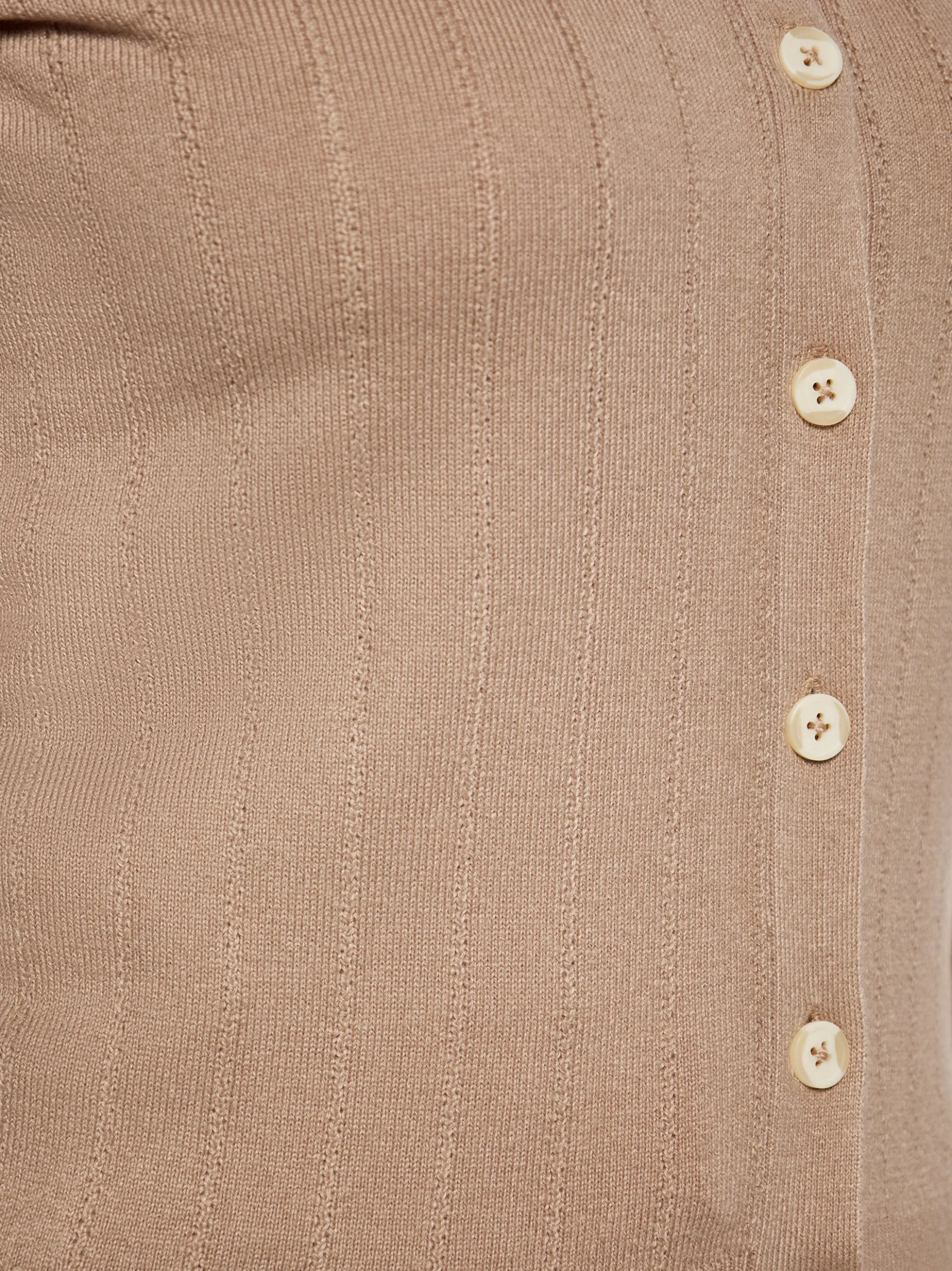 Usha Damen Strickjacke in taupe - Ausschnitt: Rundhals
