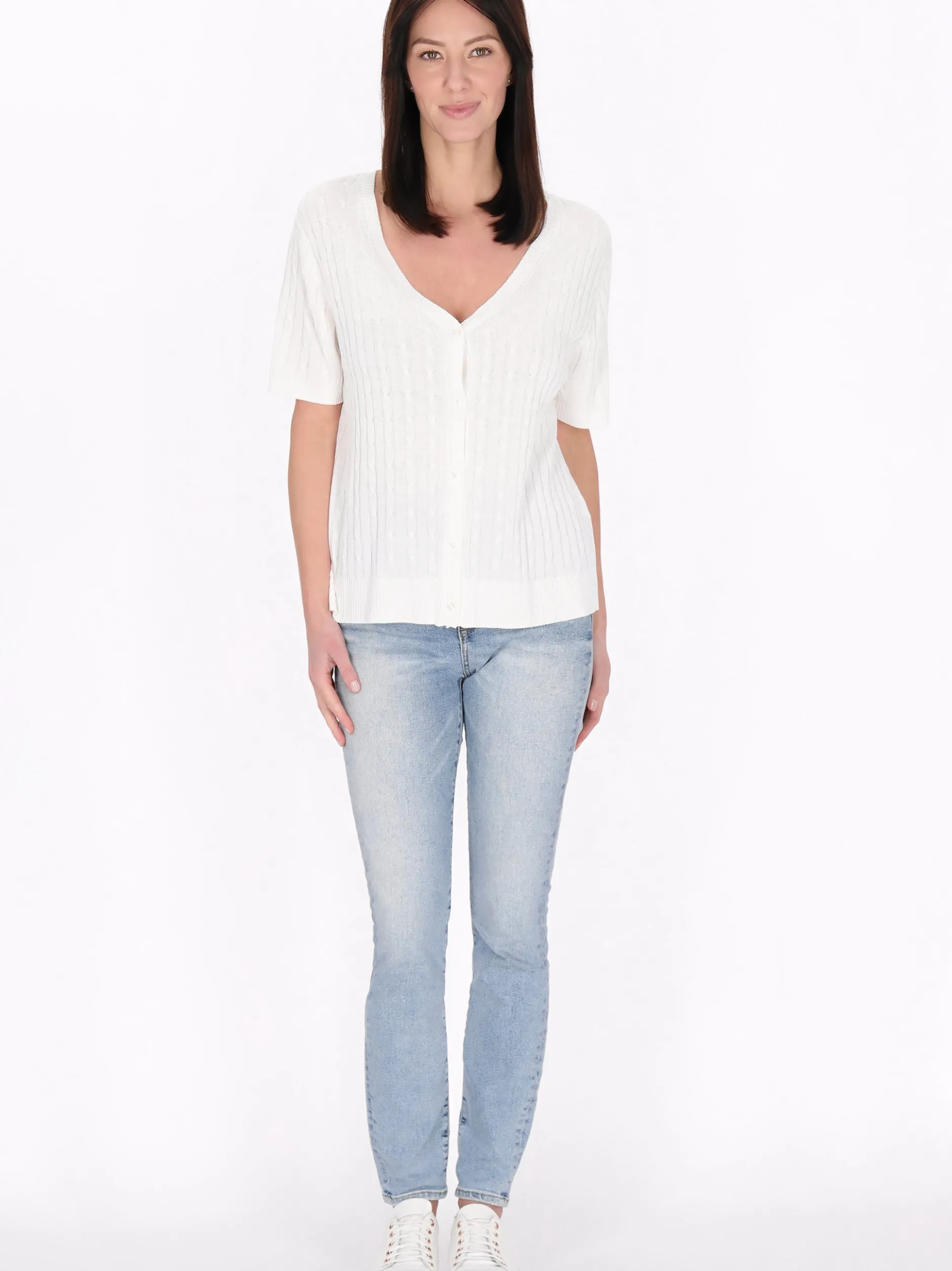 Usha Damen Strickjacke in weiß