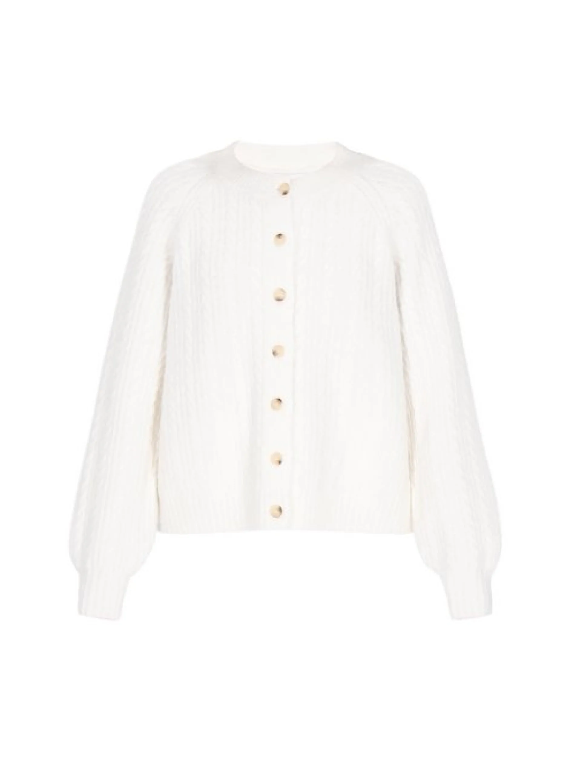 Usha Damen Strickjacke in weiß - Ausschnitt: Rundhals
