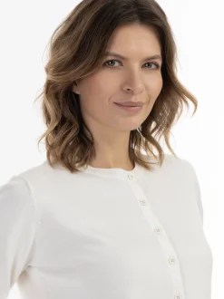 Usha Damen Strickjacke in weiß - Ausschnitt: Rundhals