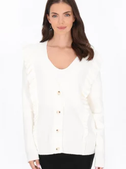 Usha Damen Strickjacke in weiß