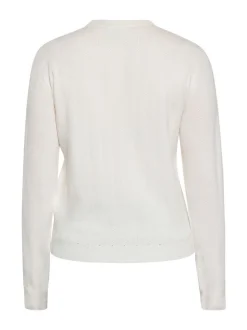 Usha Damen Strickjacke in weiß - Ausschnitt: Rundhals
