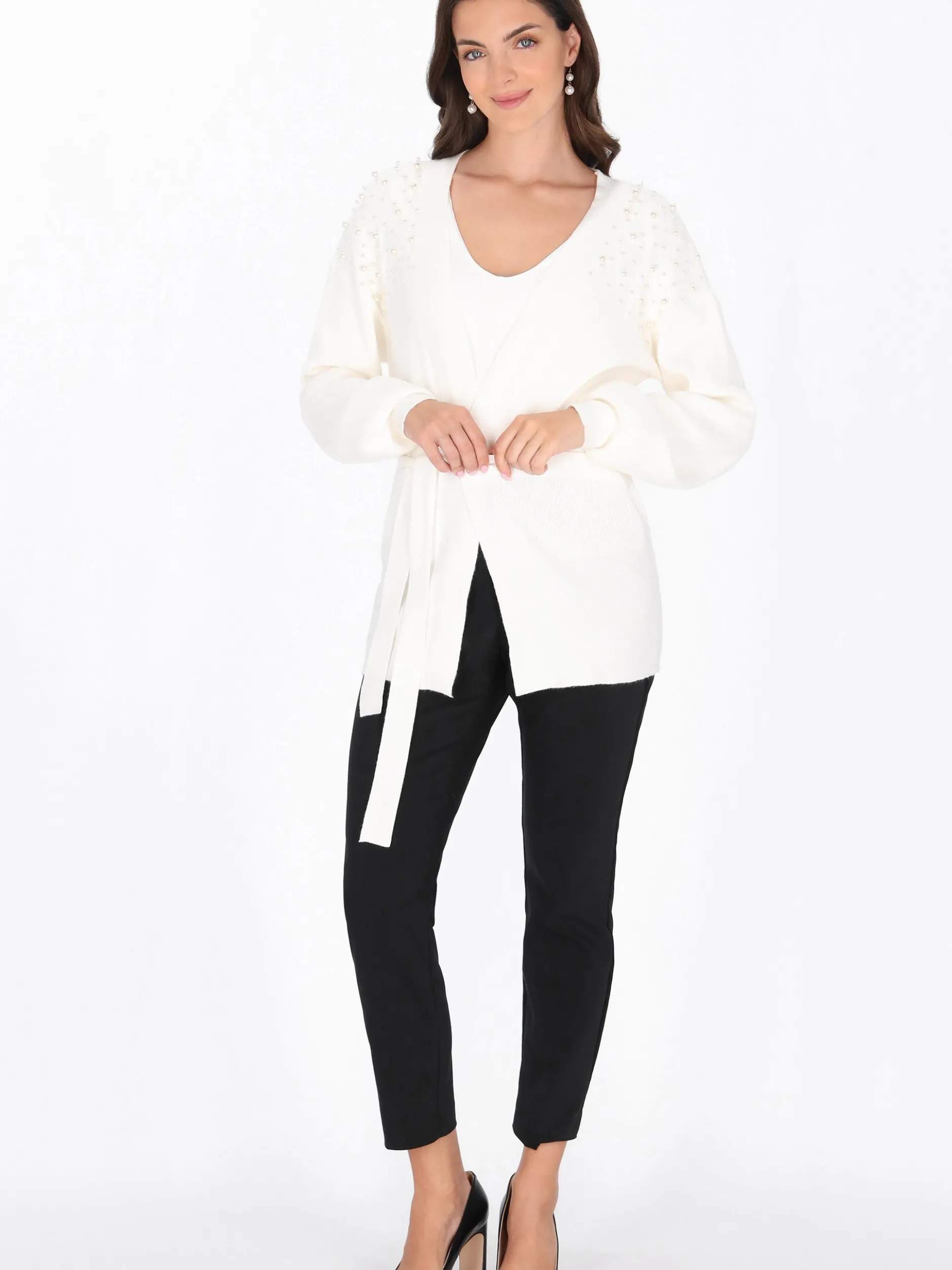 Usha Damen Strickjacke in weiß