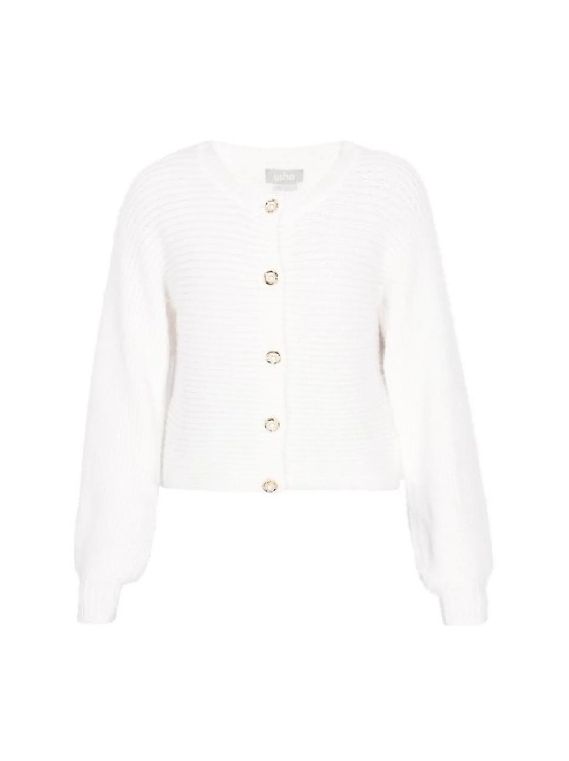 Usha Damen Strickjacke in weiß - Ausschnitt: Rundhals