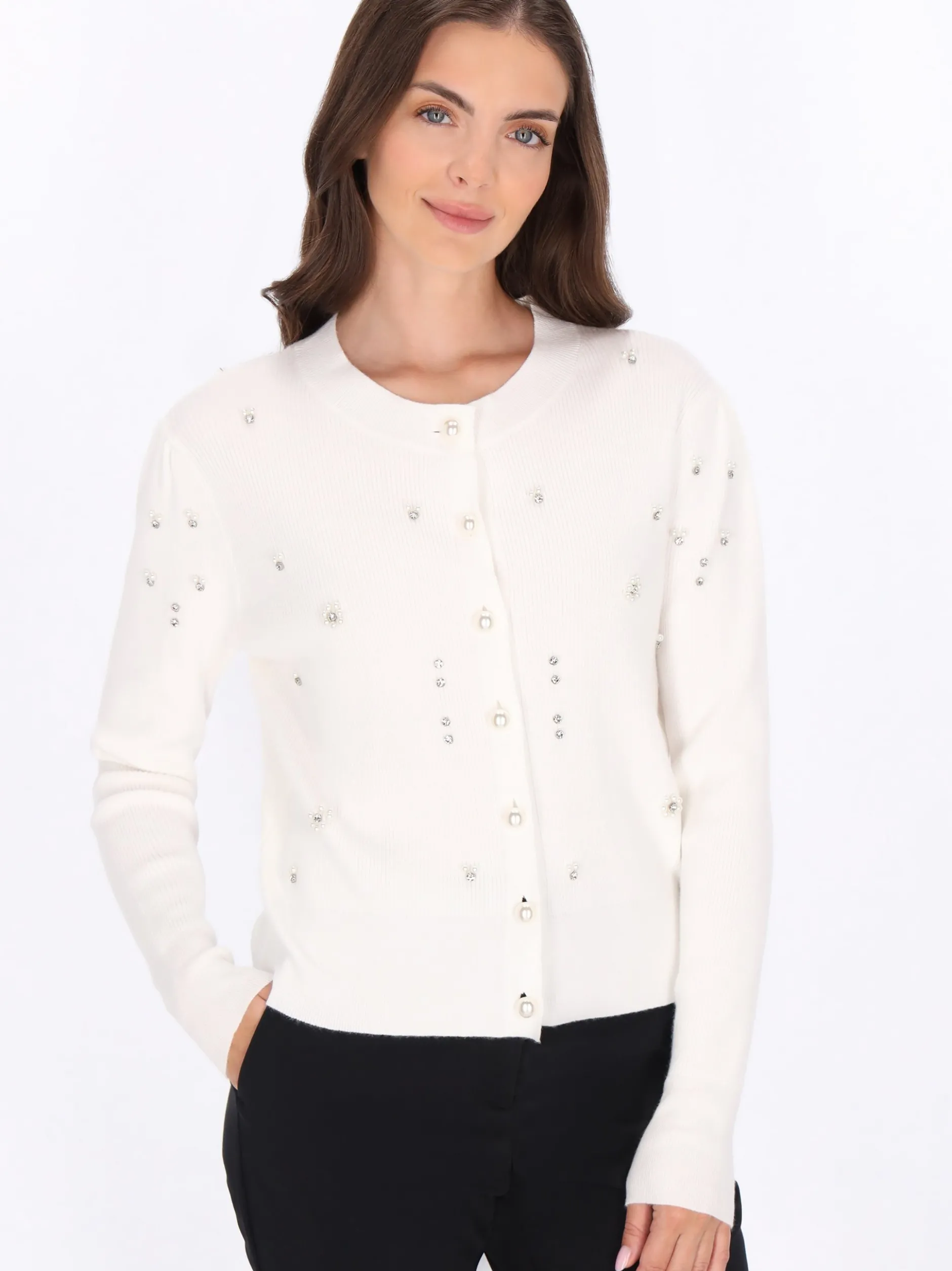 Usha Damen Strickjacke in weiß
