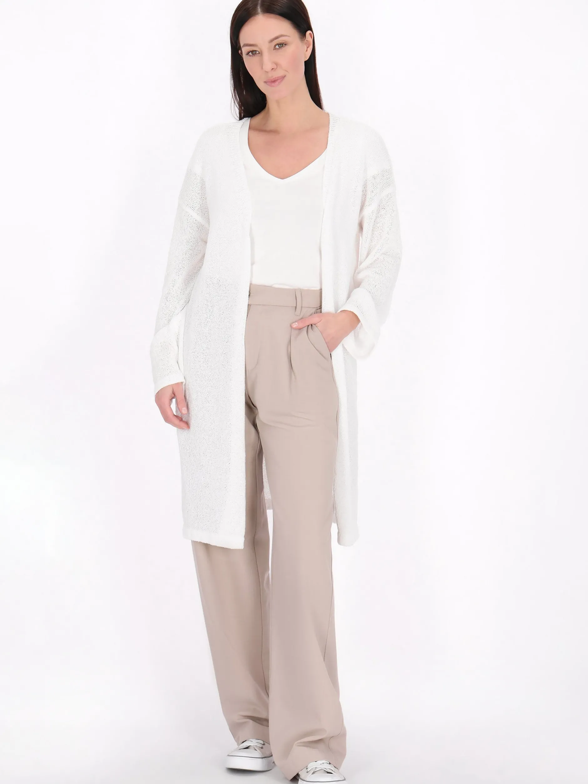 Usha Damen Strickjacke in weiß