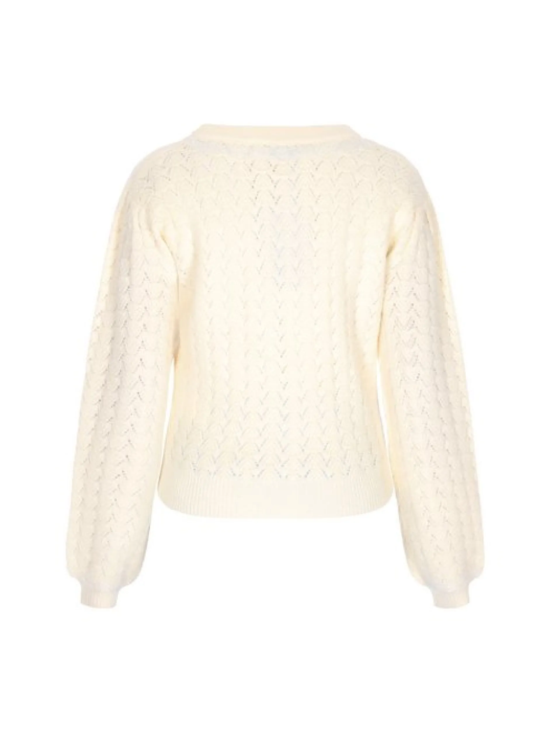 Usha Damen Strickjacke in weiß - Ausschnitt: Rundhals