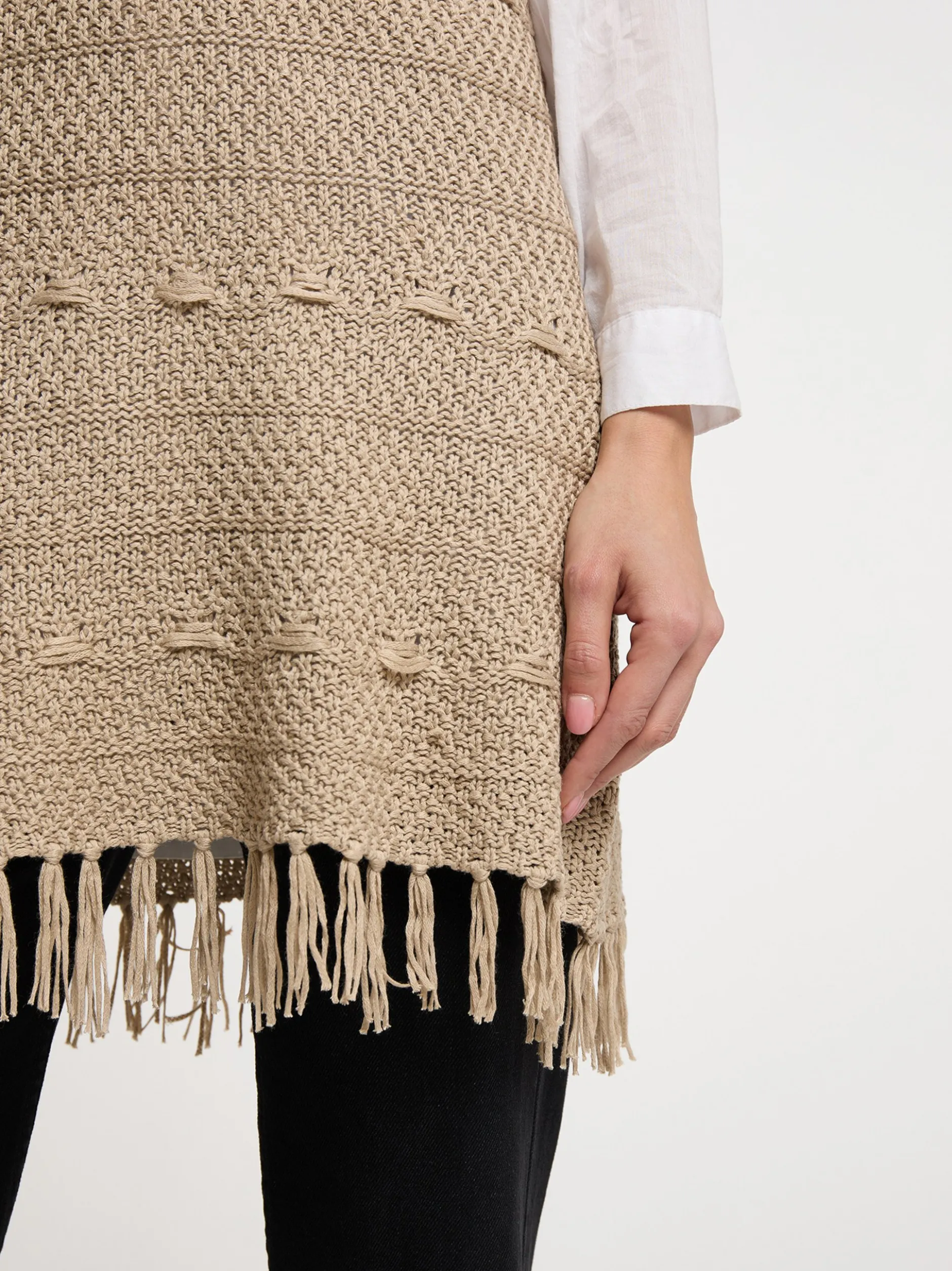 Usha Damen Strickkleid in beige - Ausschnitt: Rundhals