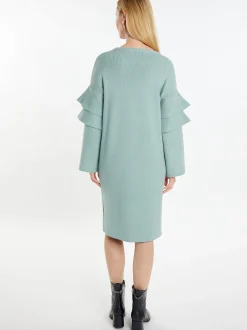 Usha Damen Strickkleid in grün - Ausschnitt: Rundhals