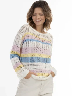 Usha Damen Strickpullover in rosa - Ausschnitt: Rundhals