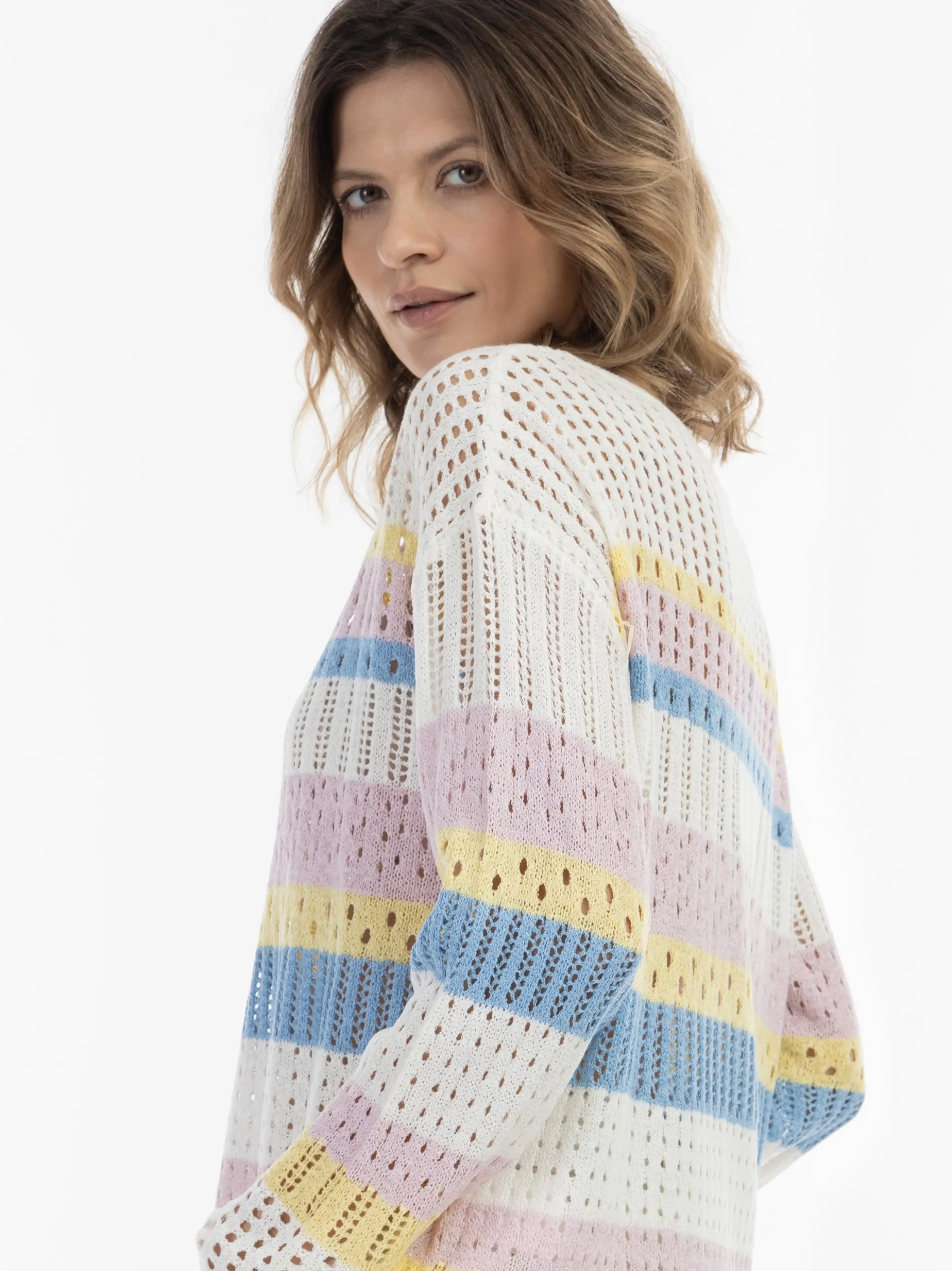Usha Damen Strickpullover in rosa - Ausschnitt: Rundhals