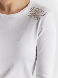 Usha Damen Strickpullover in ecru - Ausschnitt: Rundhals