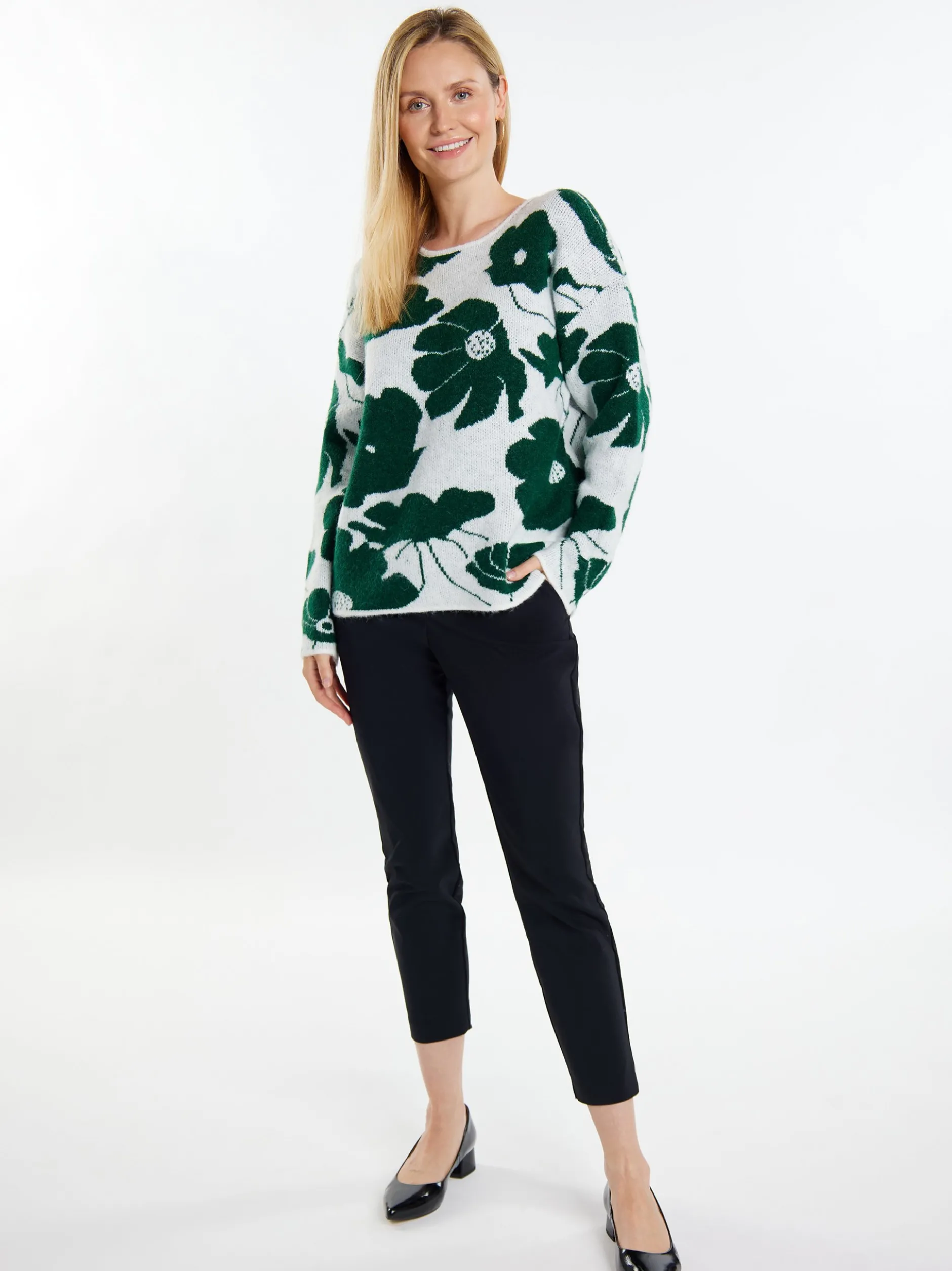 Usha Damen Strickpullover in grün - Ausschnitt: Rundhals