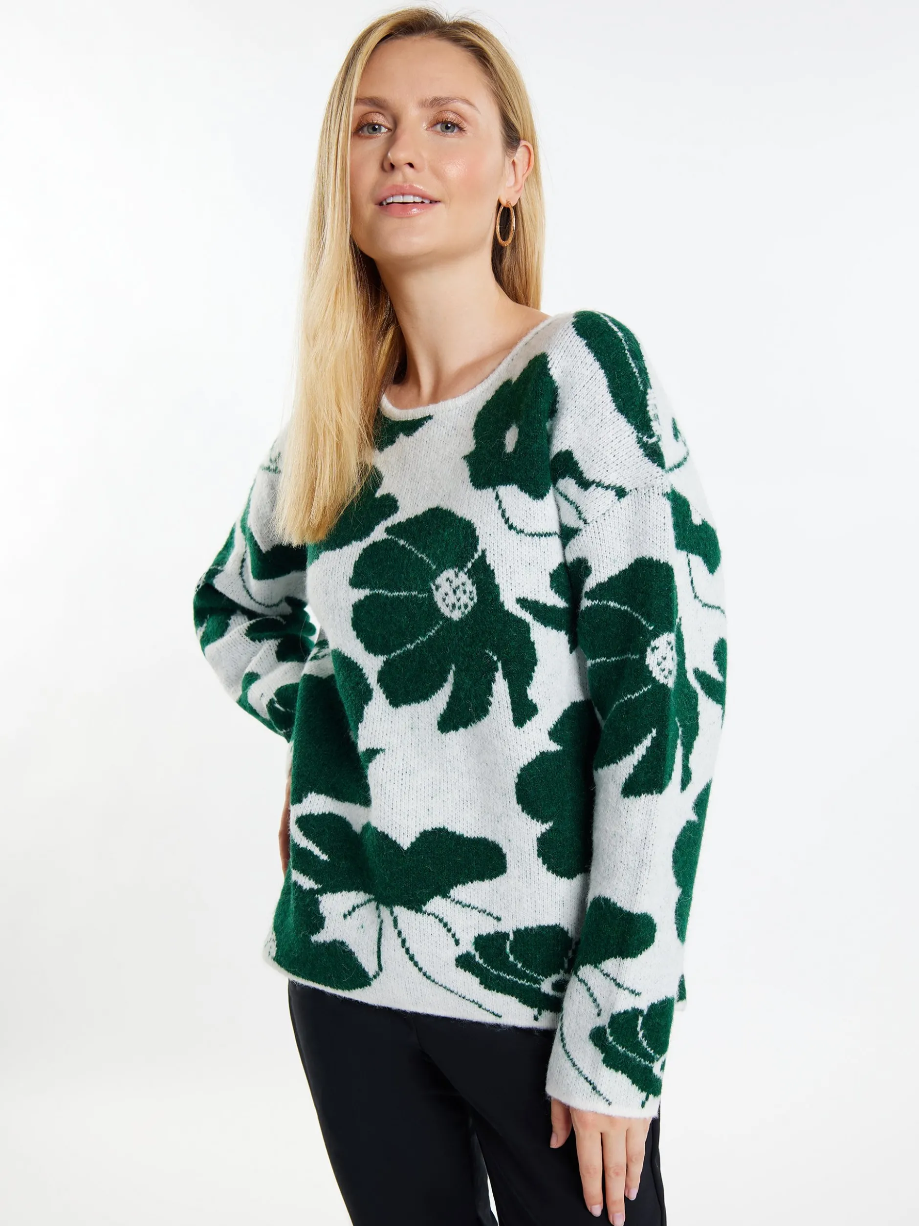 Usha Damen Strickpullover in grün - Ausschnitt: Rundhals