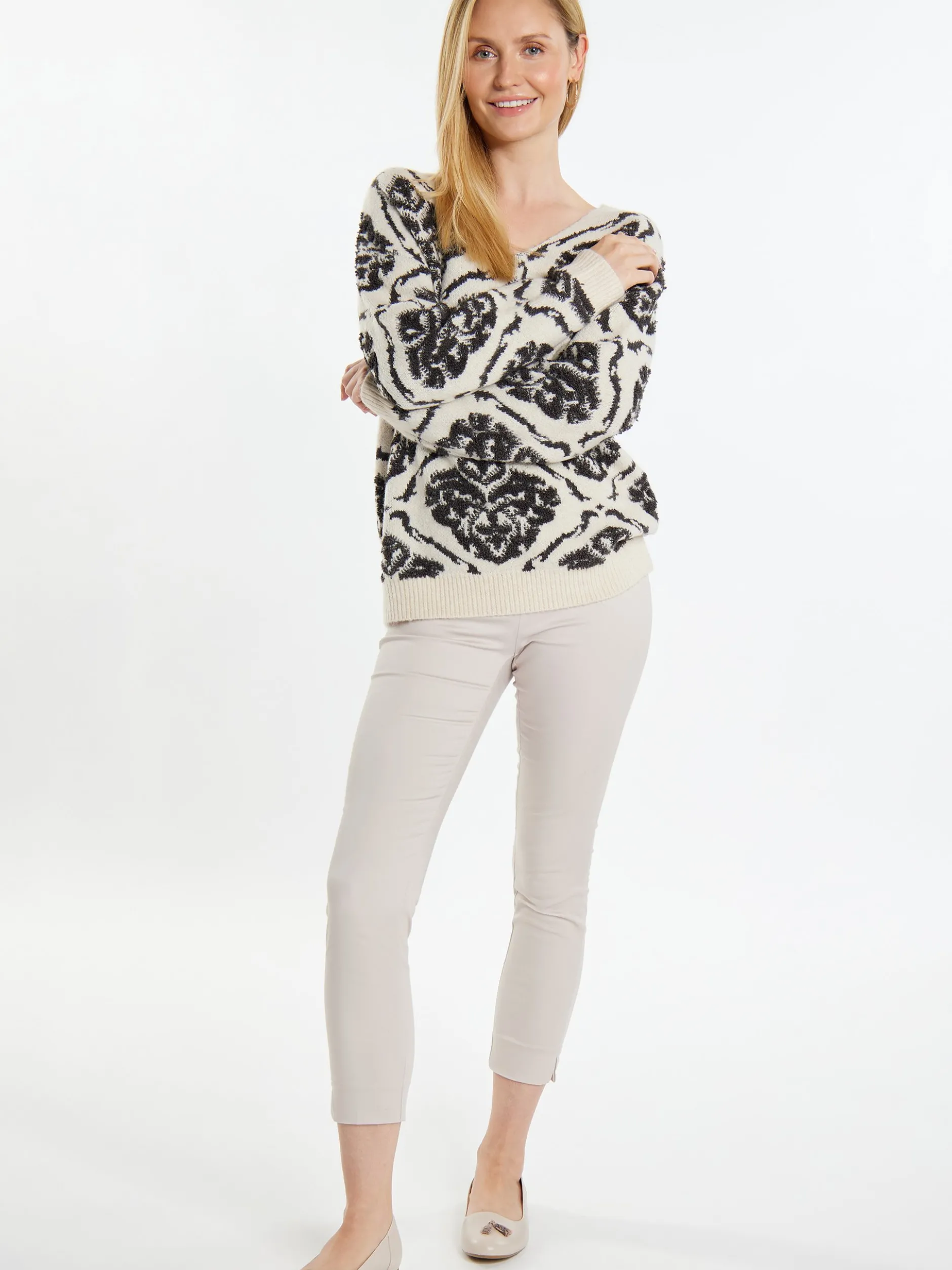 Usha Damen Strickpullover in ecru
