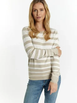 Usha Damen Strickpullover in weiß - Ausschnitt: Rundhals