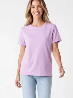 Usha Damen T-Shirt in lila - Ausschnitt: Rundhals