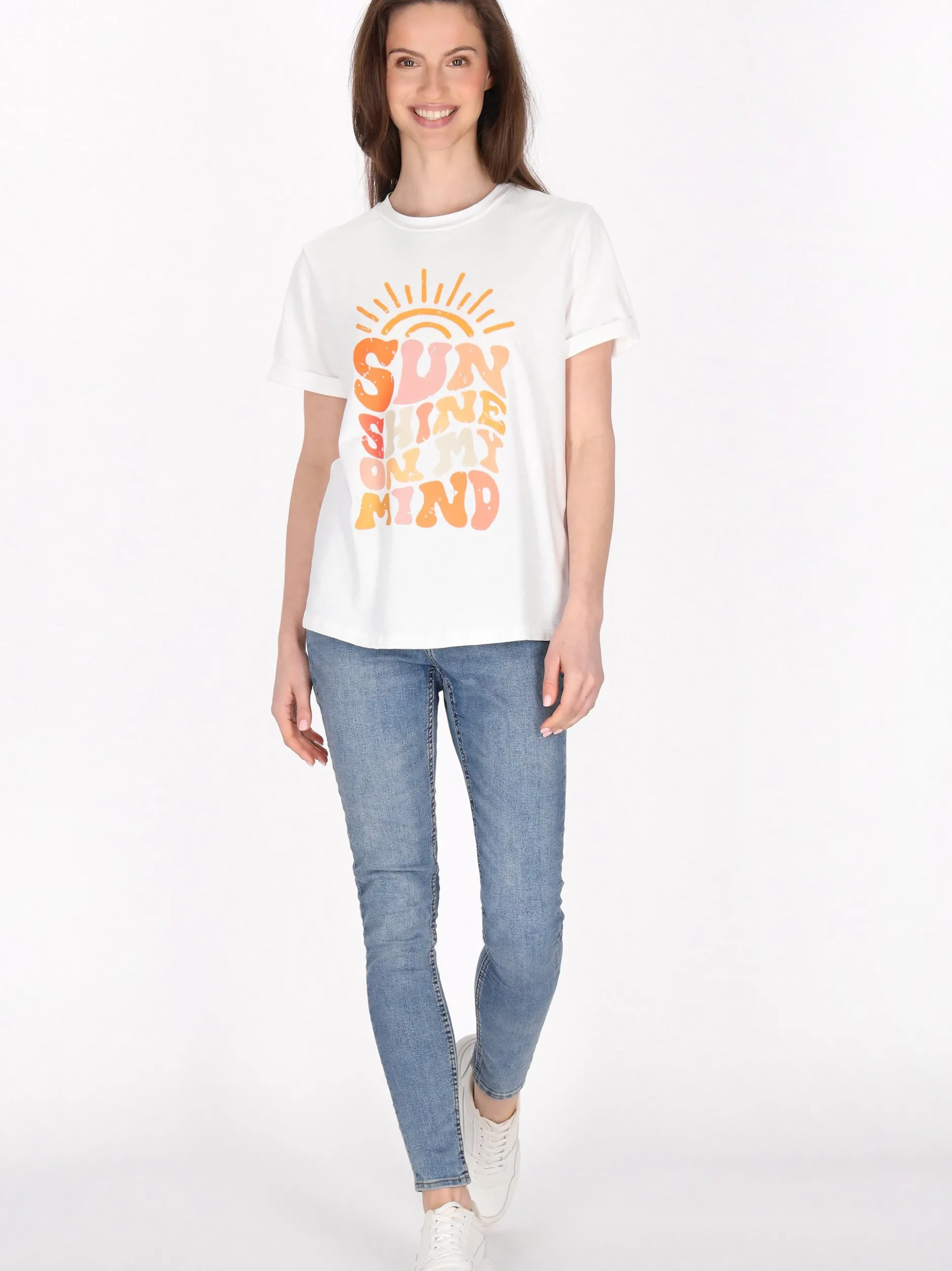 Usha Damen T-Shirt in weiß - Ausschnitt: Rundhals