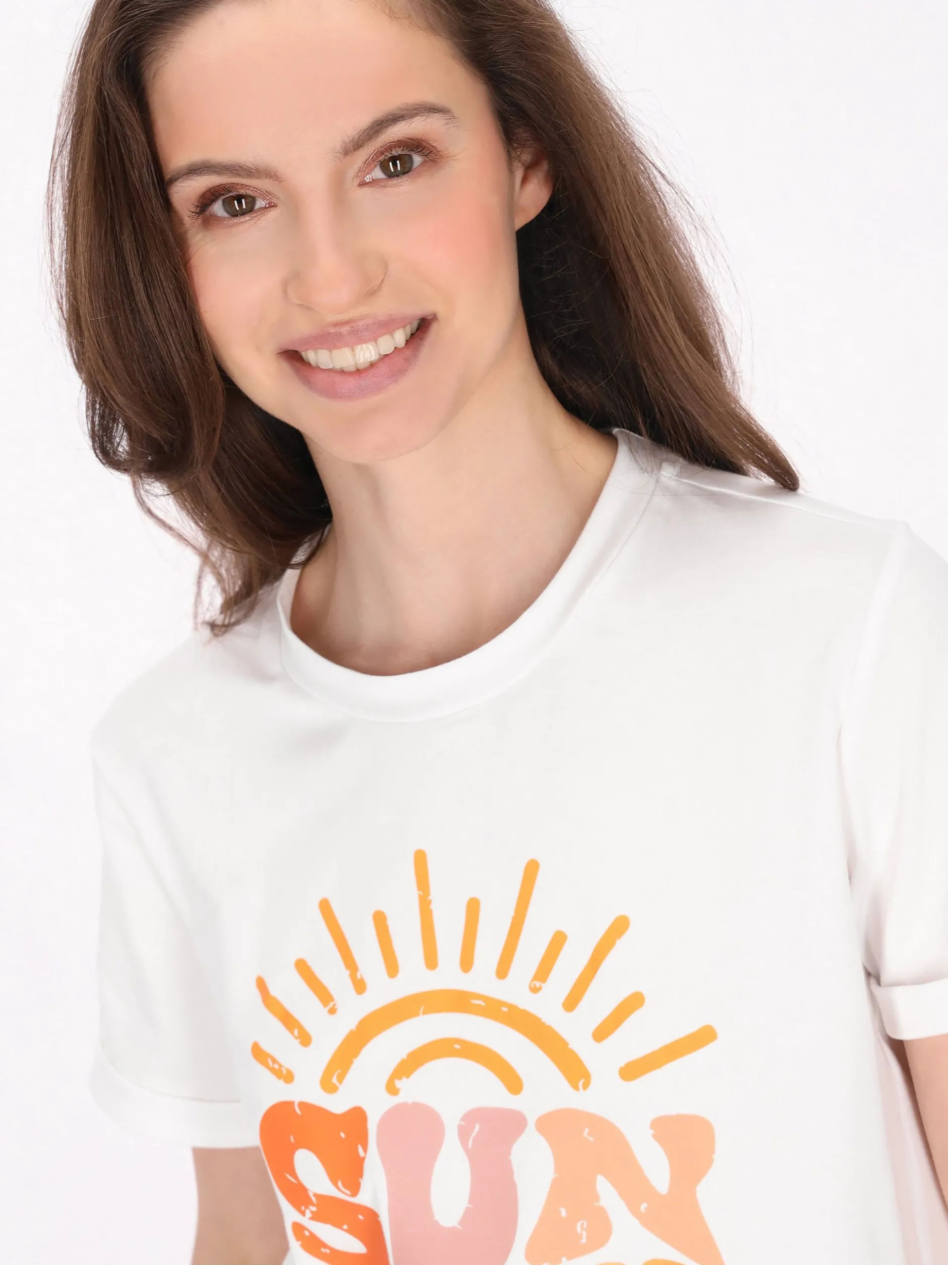 Usha Damen T-Shirt in weiß - Ausschnitt: Rundhals