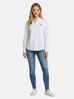 U.S. Polo Assn. Damen Hemdbluse - USBellaa in weiß