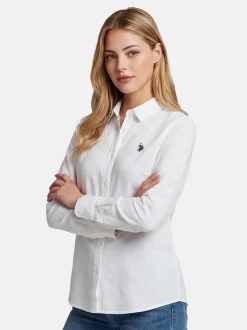 U.S. Polo Assn. Damen Hemdbluse - USBellaa in weiß