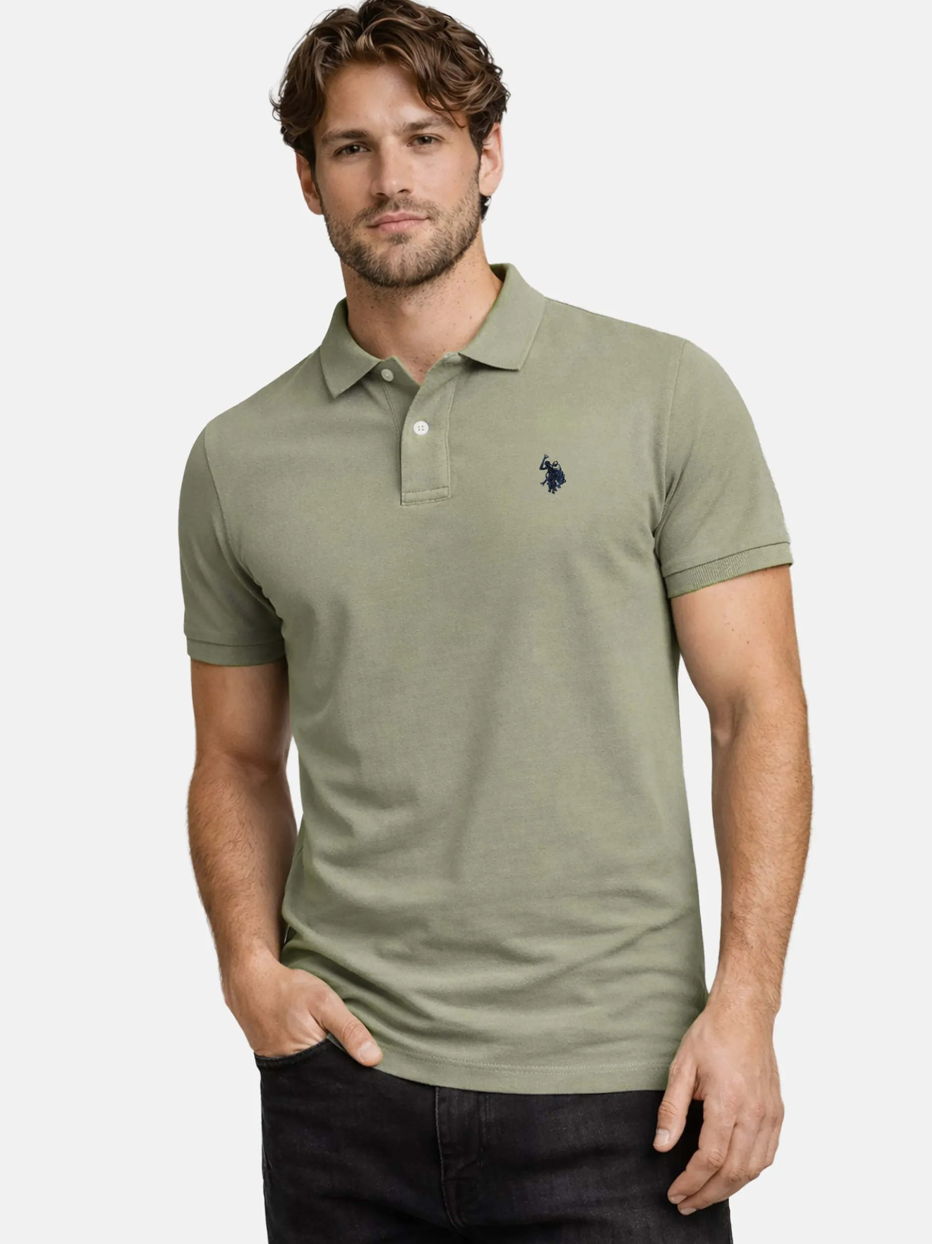 U.S. Polo Assn. Herren Poloshirt - USBrodyy in oliv