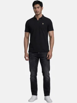 U.S. Polo Assn. Herren Poloshirt - USAAce in schwarz