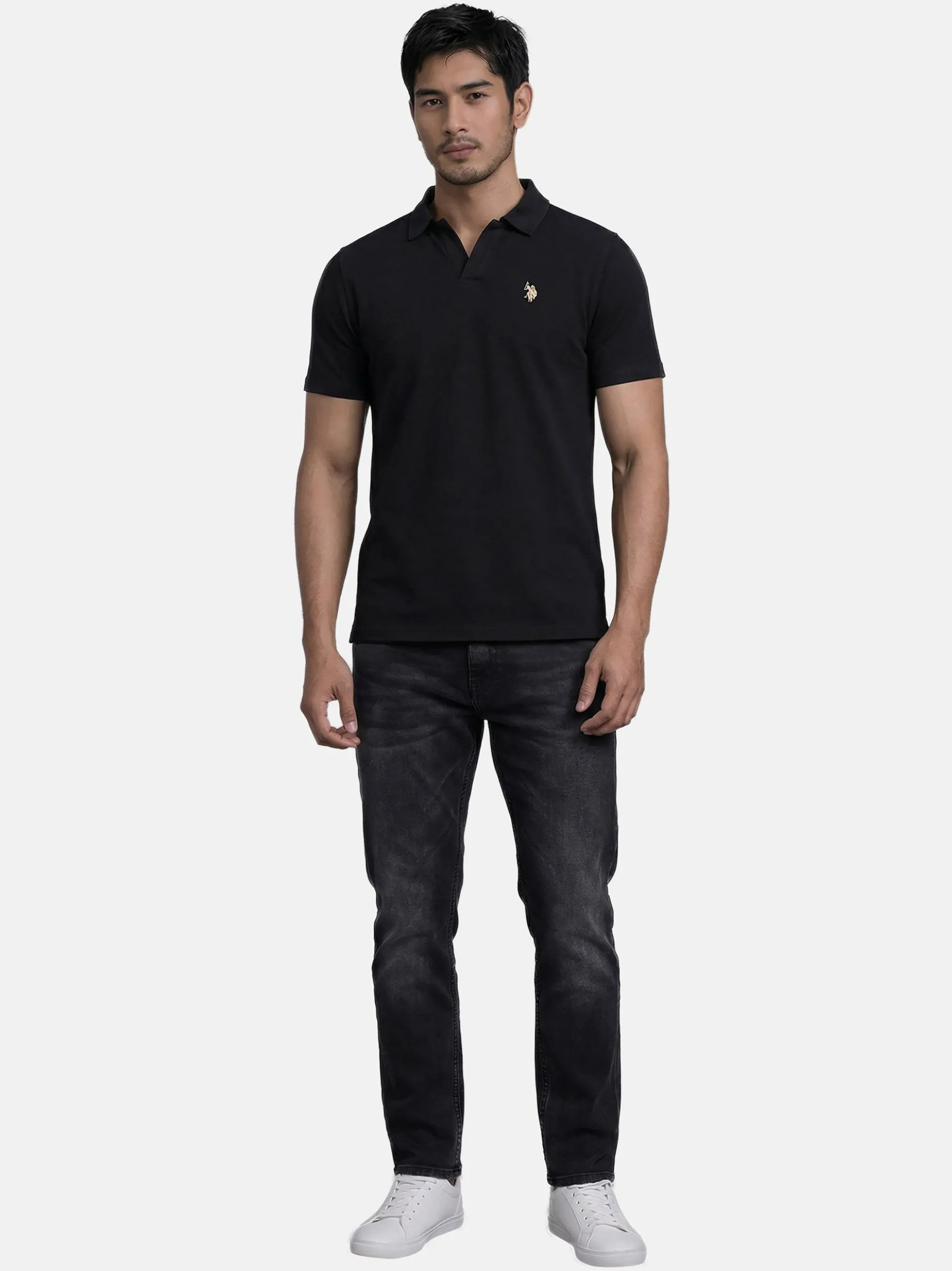 U.S. Polo Assn. Herren Poloshirt - USAAce in schwarz