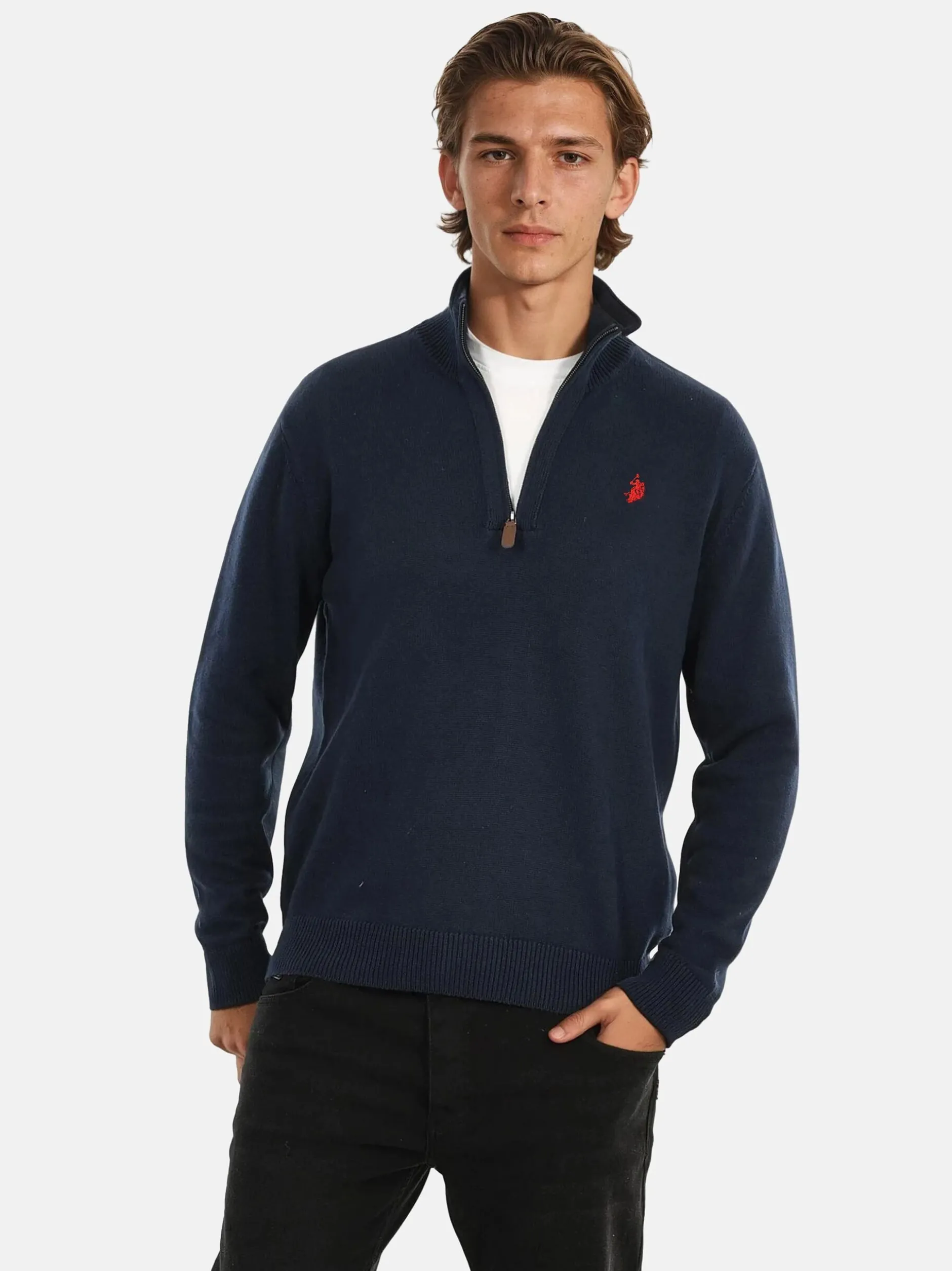 U.S. Polo Assn. Herren Pullover - USLogaan in blau