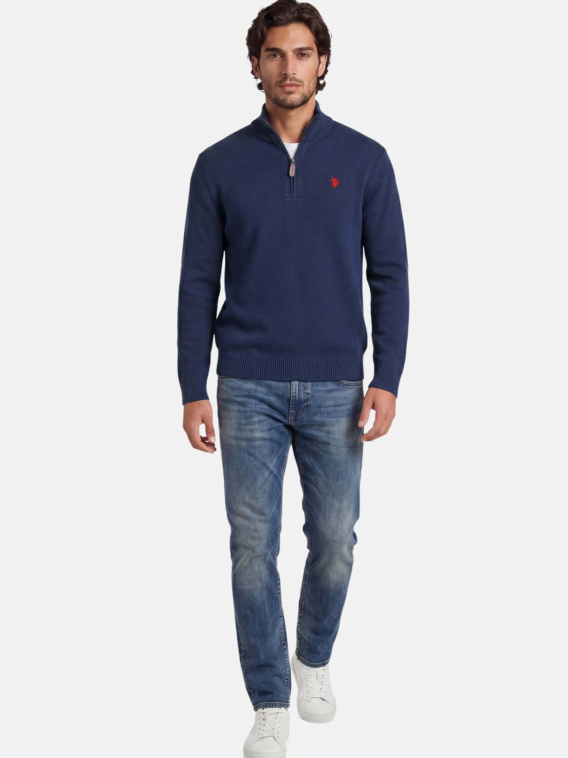 U.S. Polo Assn. Herren Pullover - USLogaan in blau