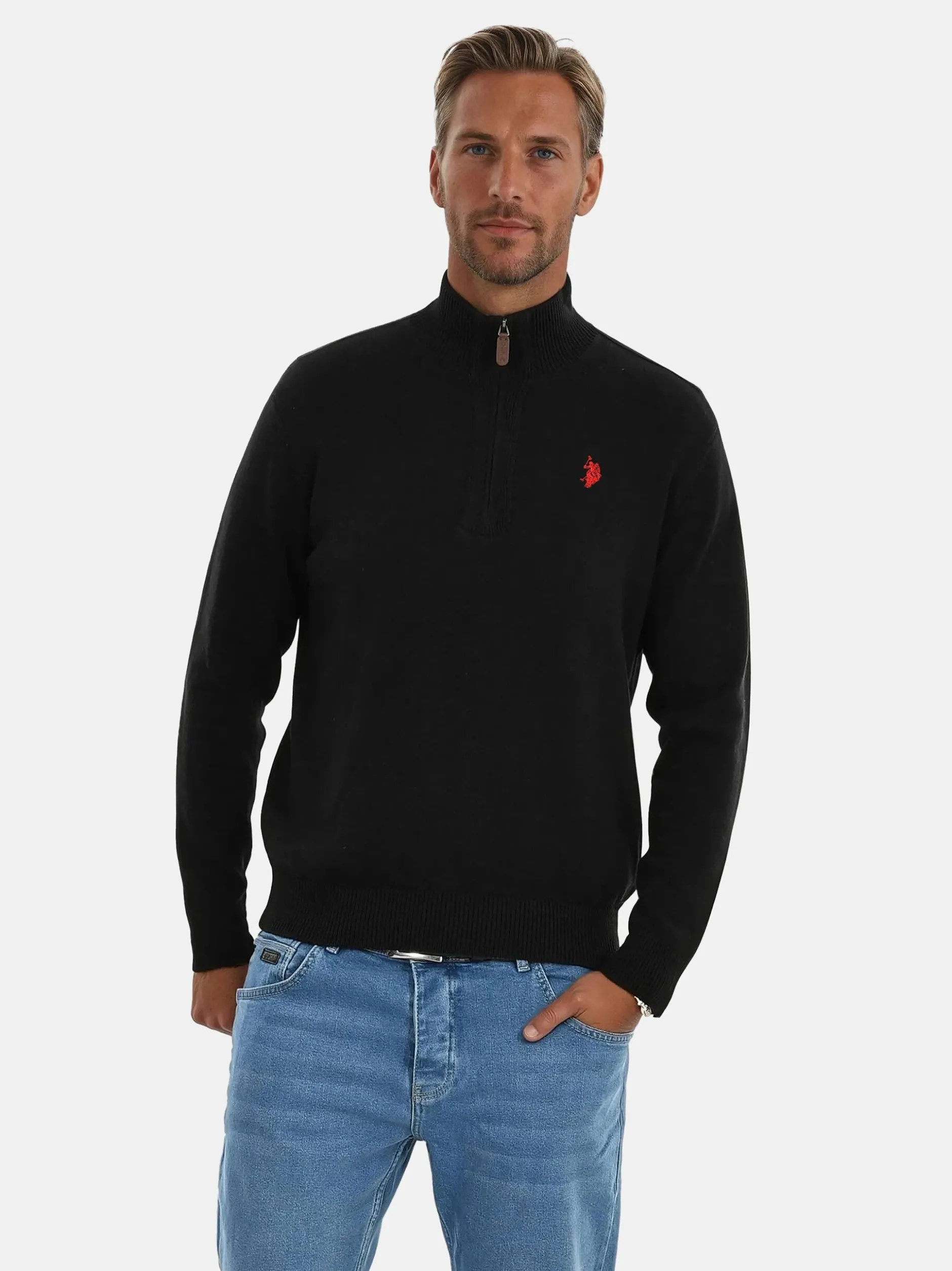 U.S. Polo Assn. Herren Pullover - USLogaan in schwarz