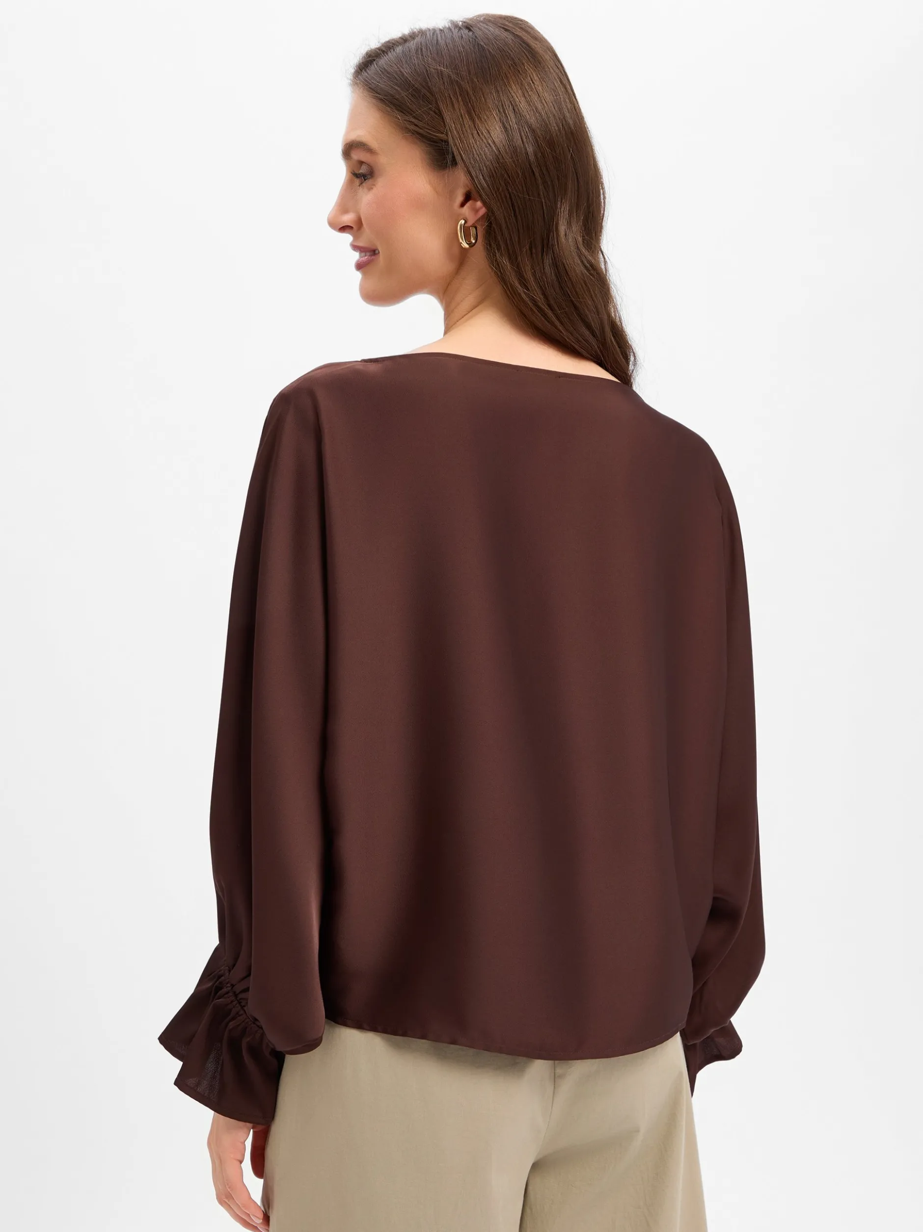 V by Vera Mont Damen Bluse in schoko - Ärmel: langarm