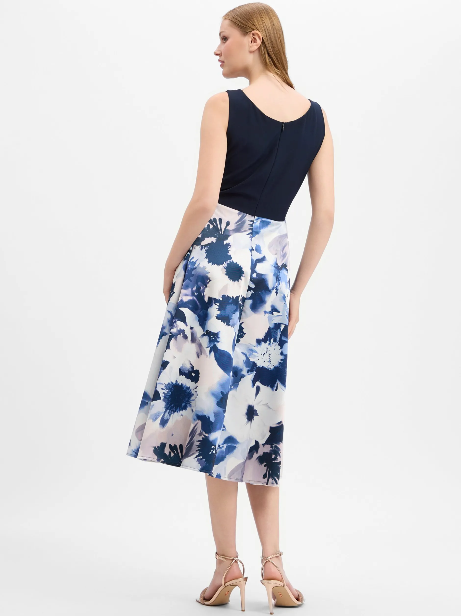 Vera Mont Damen Abendkleid in marine ecru - Länge: lang