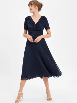 Vera Mont Damen Abendkleid in marine - Ärmel: kurzarm
