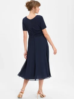 Vera Mont Damen Abendkleid in marine - Ärmel: kurzarm