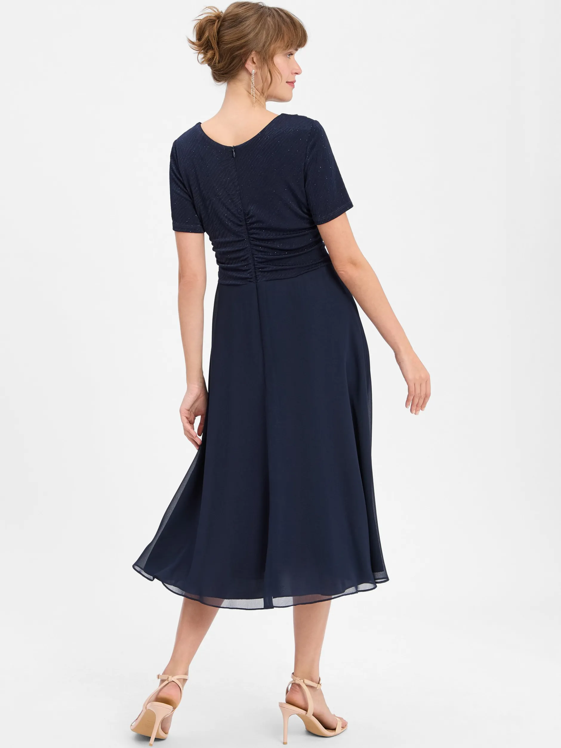 Vera Mont Damen Abendkleid in marine - Ärmel: kurzarm