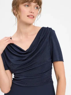 Vera Mont Damen Abendkleid in marine - Ärmel: kurzarm