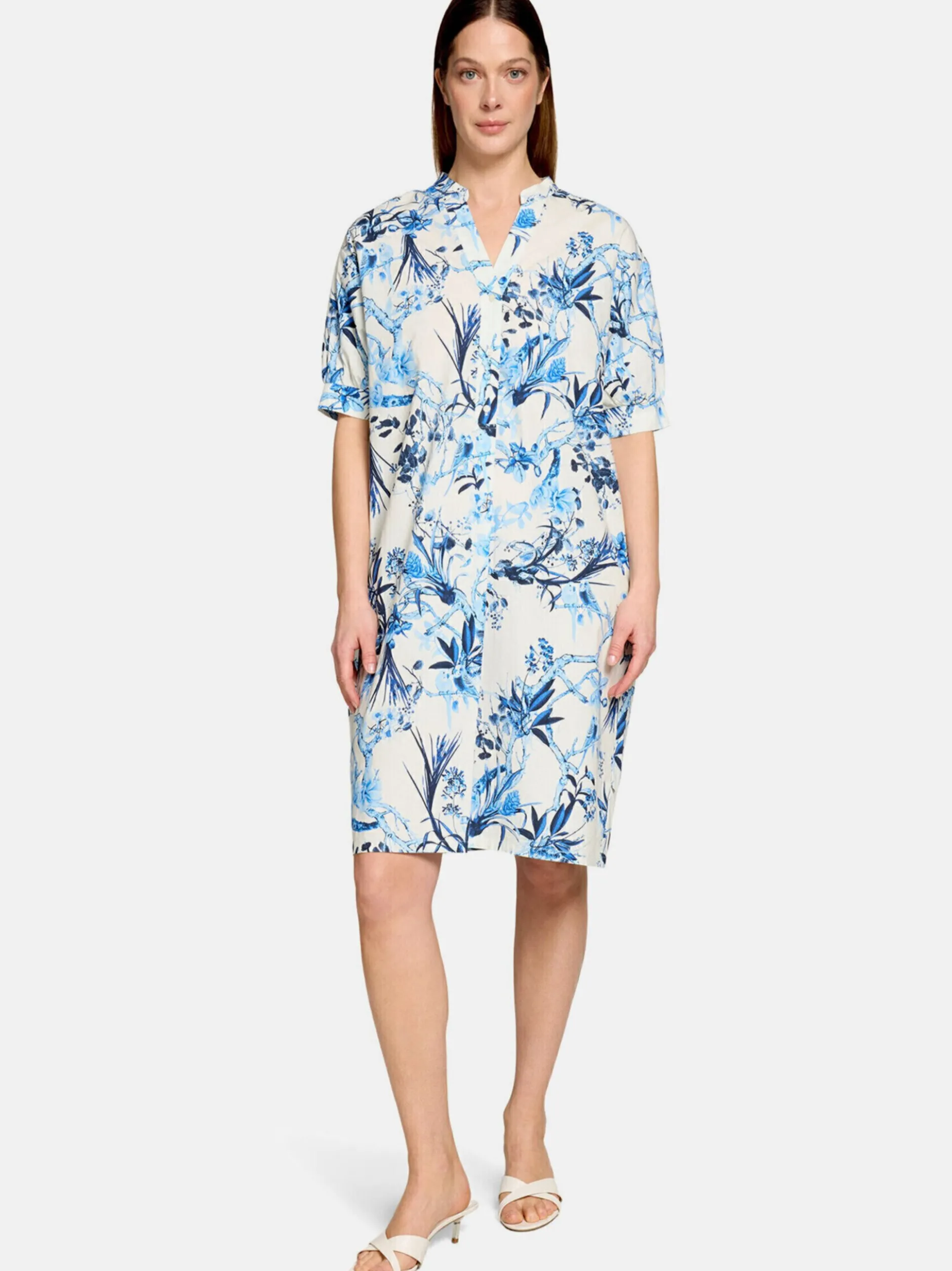 Vera Mont Damen Hemdblusenkleid in blau beige